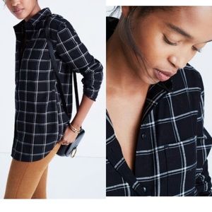 Madewell Sz L Classic Ex-Boyfriend Plaid Shirt EUC
